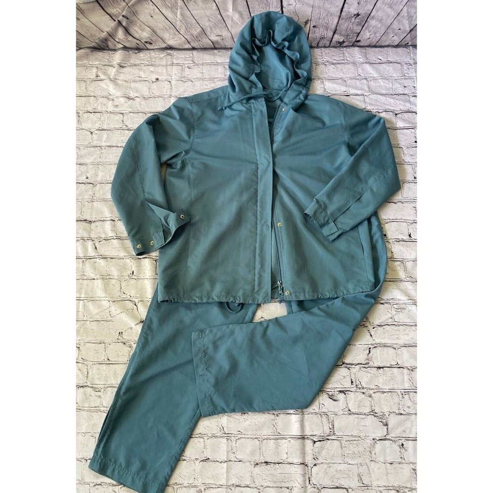 Women's Vintage Izod‎ Two Piece Hooded Track Suit Green Jacket Small Pant Medium